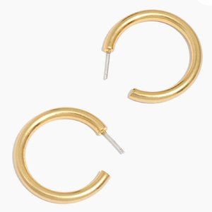 Madewell Chunky Medium Hoop Earrings Gold Plated